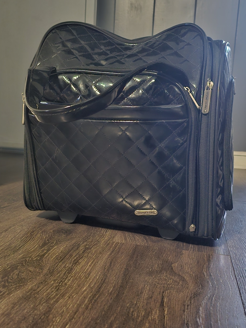 Travelon Quilted Patent Black Travel Tote
